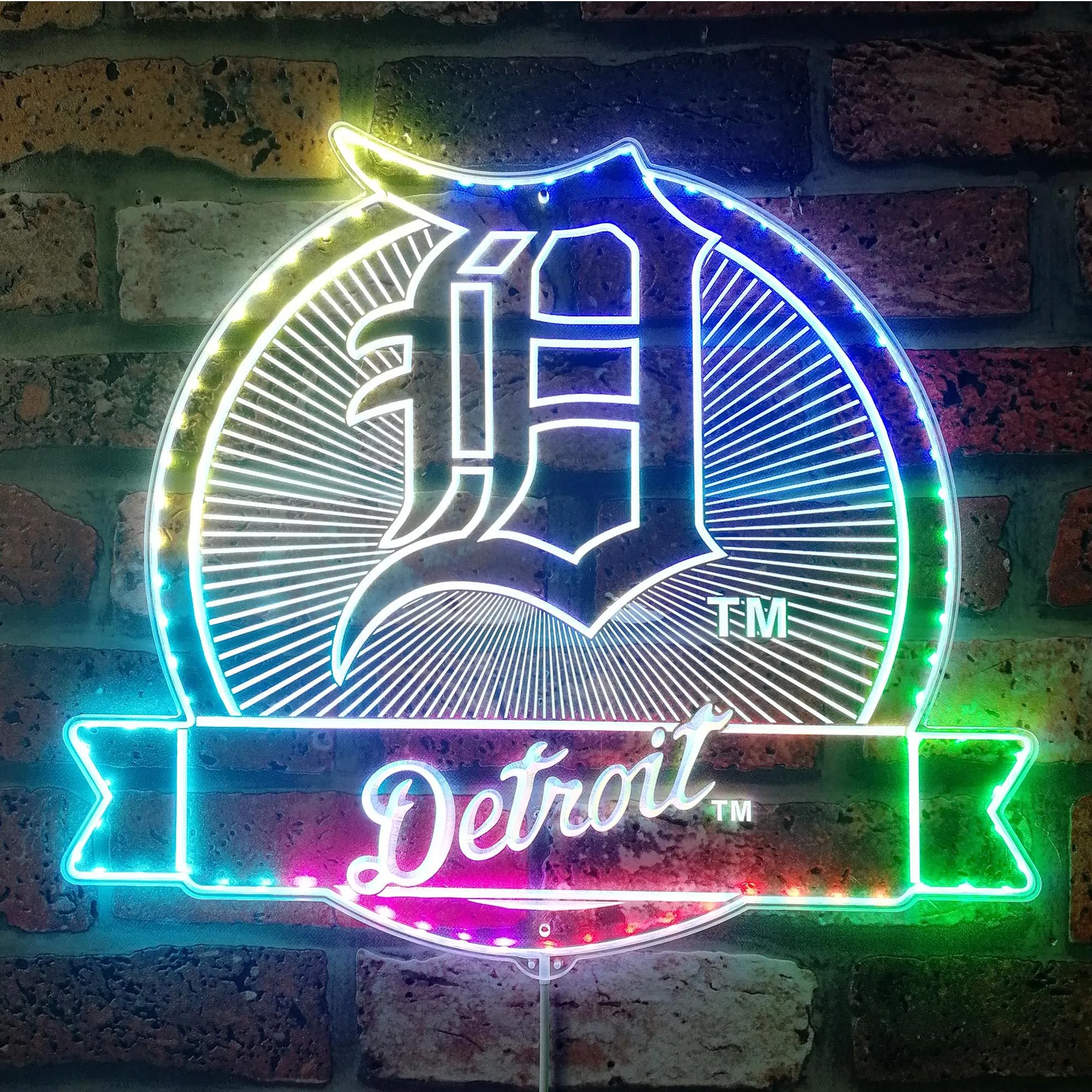 Фото Детройт Tigers Sports Bar Динамический светодиодный знак RGB Edge Lit №1