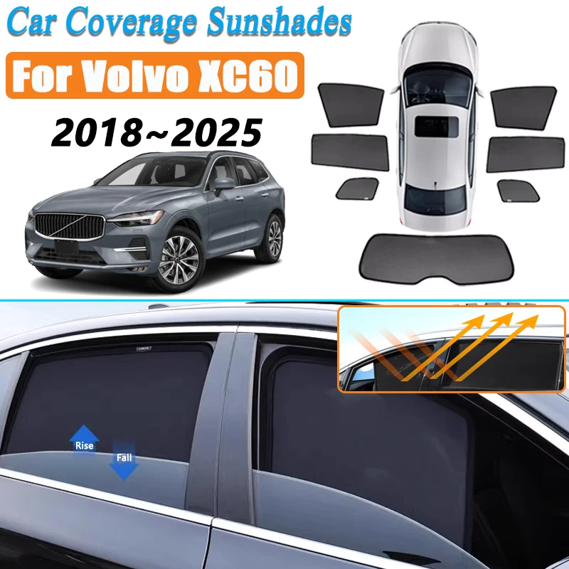 Фото Автомобильные сетчатые солнцезащитные козырьки для Volvo XC60 2024, аксессуары 2018 2019 ~ 2025, солнцезащитные козырьки для окон, магнитный солнцезащитный козырек №1