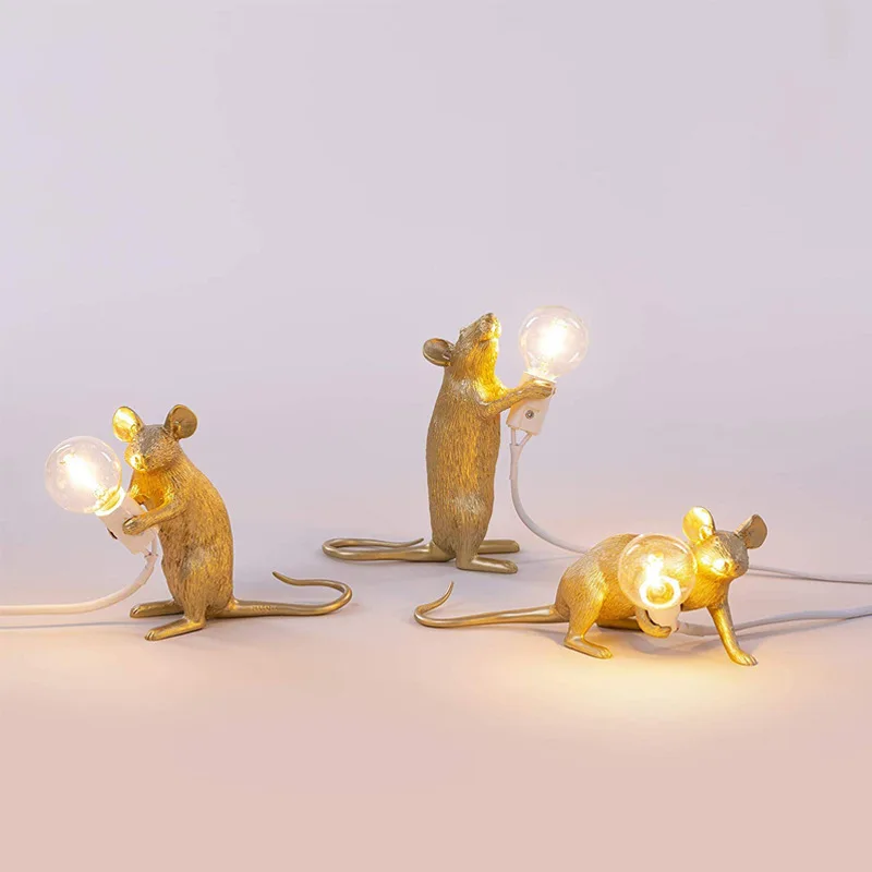 Nordic Cute Little Mouse Table Lamps Modern Animal Shape Resin Luminaire for Living Room Dining Room Bedroom Cartoon Desk Lights  - buy with discount