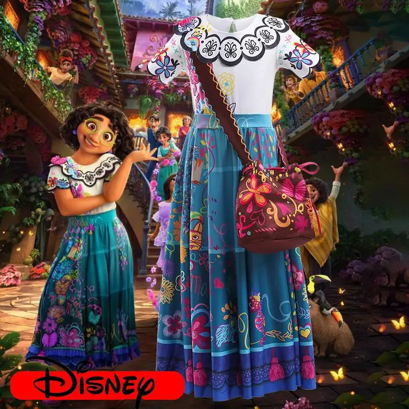 

Disney Encanto Cosplay Costume Madrigal Girls Dress for Carnival Fancy Dresses Role-play Princess Dress Glasses Earrings Mirabel
