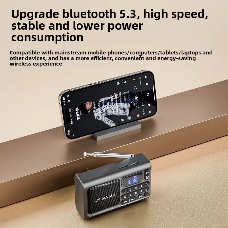 Фото Портативная Bluetooth-колонка SANSUI F77 с FM-радио, диктофоном и таймером отключения для пожилых людей (для домашнего использования) №4