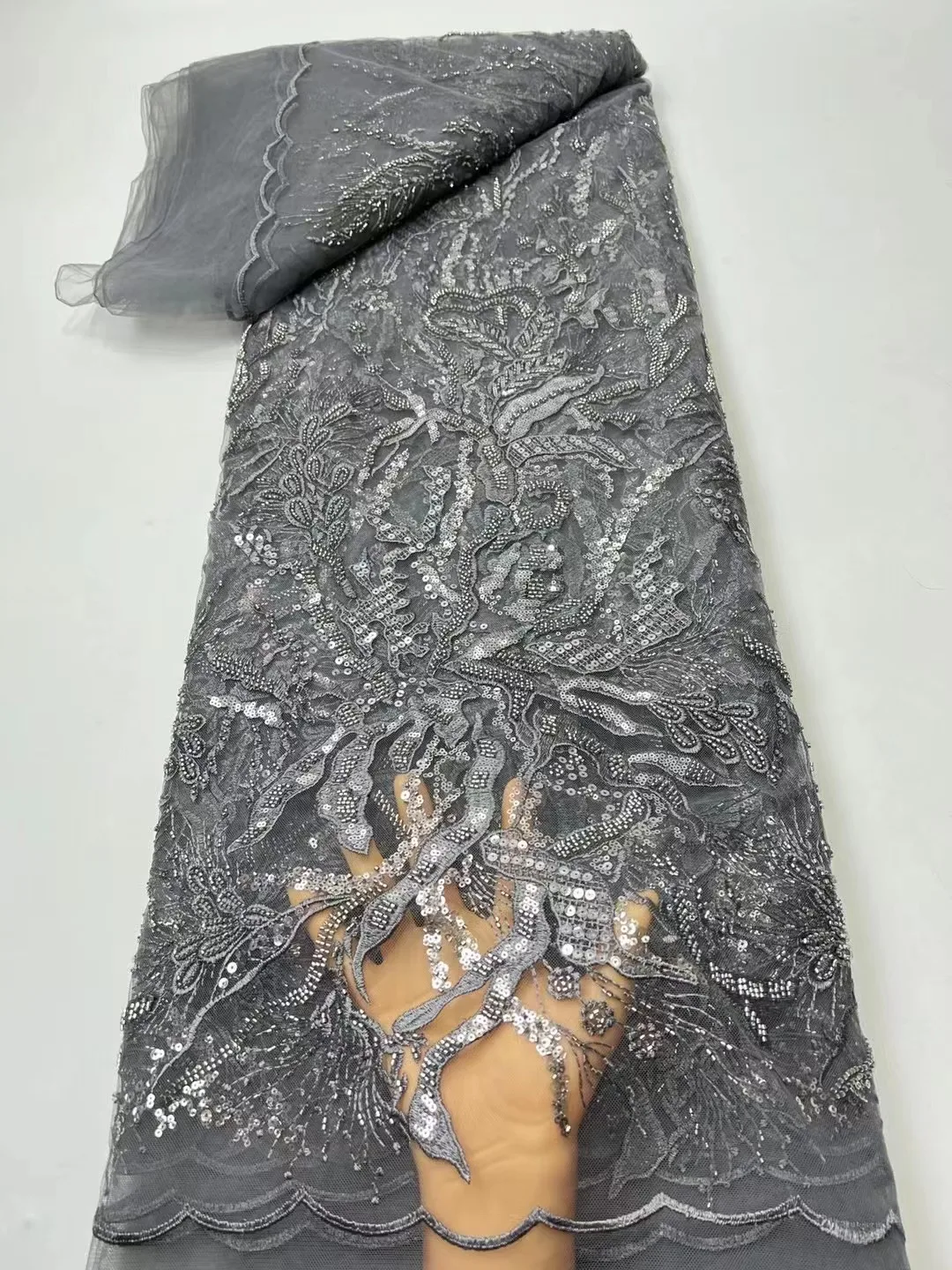 

Handmade Beaded Lace African French Lace Fabric 2023 High Quality Sequin Ghana Lace For Nigerian Lace Fabrics For Party Dress
