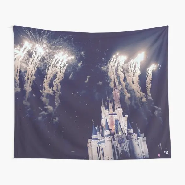 

Magic Kingdom Castle With Fireworks Tapestry Mat Towel Printed Art Bedroom Decor Travel Beautiful Room Blanket Decoration