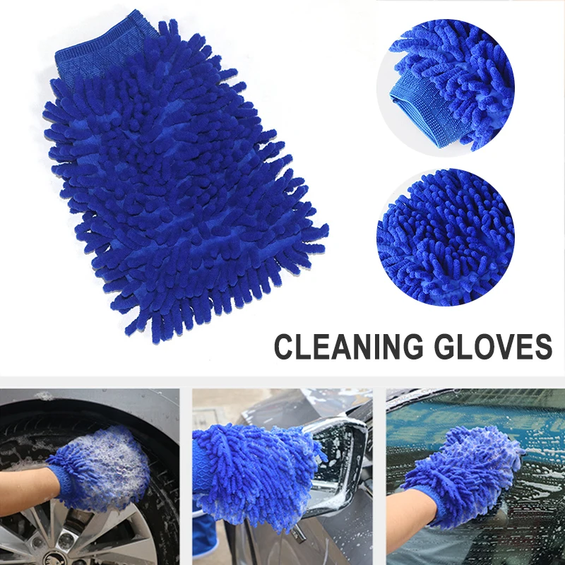 

Car Cleaning Gloves Double Sided Microfiber Kitchen Cleaning Cloth Duster Mitten Chenille Window Mirror Washing Tool BIN