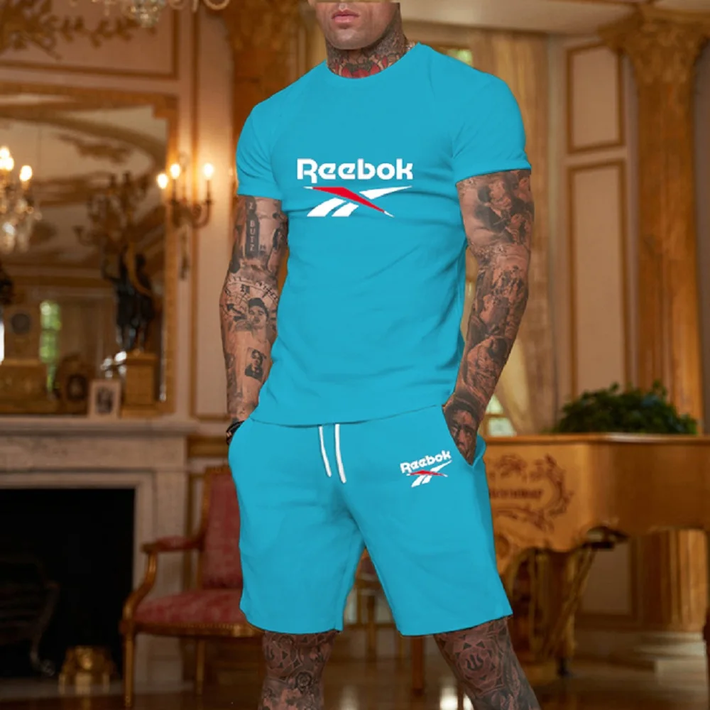 

Men's Summer Leisure Suit Fashion Sports T-shirt + Shorts Jogging Simple Sports Suit 2-piece Set