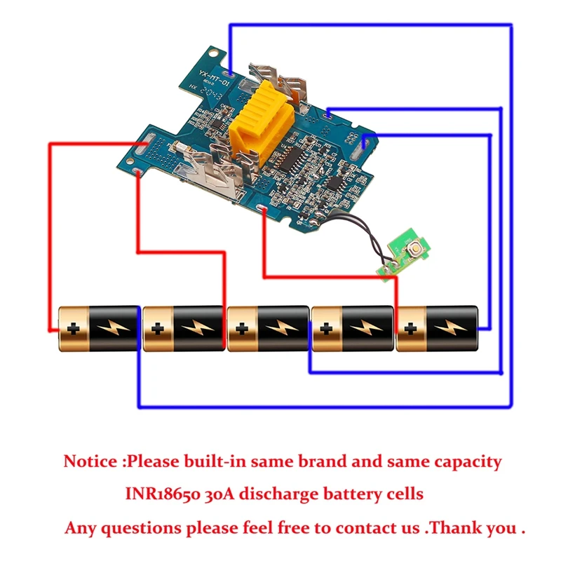 Чехол для батареи Top-DIY обнаружение защиты одной ячейки BMS Makita 18 В BL1830 BL1820 BL1815 BL1860B