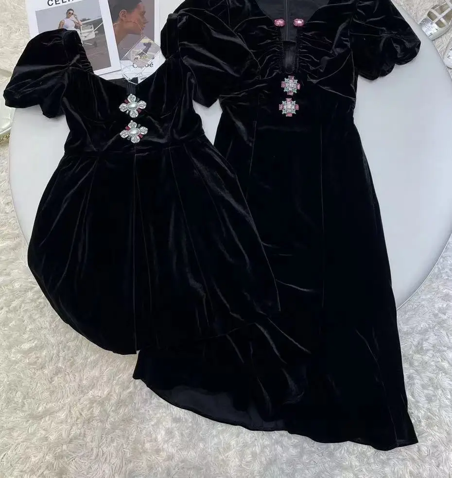 

Women Mini/Midi Robe Pleuche Short Sleeve Backless Vintage Dress