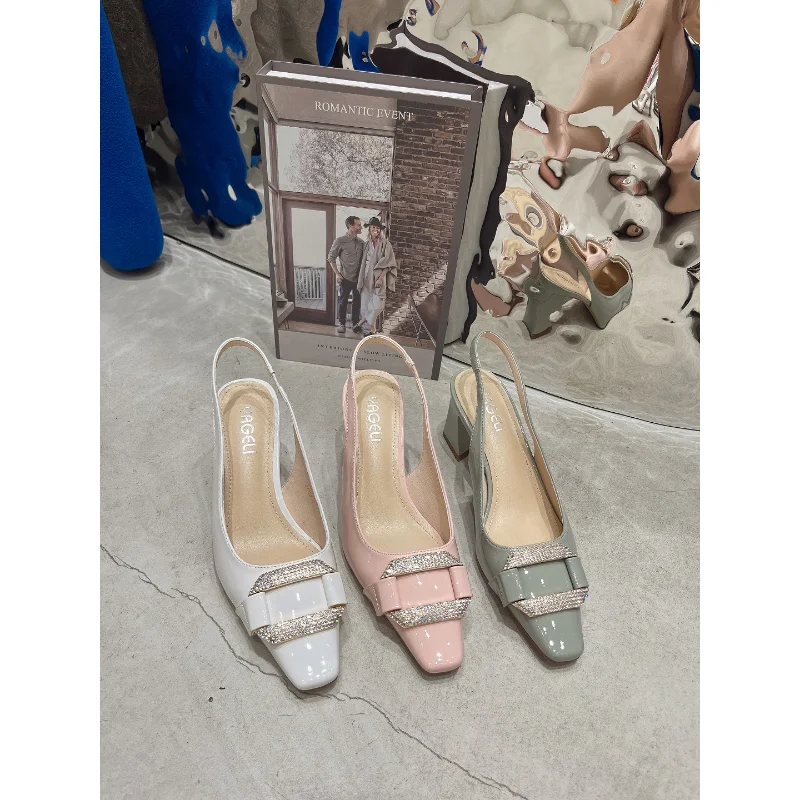 

Женские босоножки с ремешком на пятке, элегантные брендовые туфли-лоферы с острым носком, без застежки, с кристаллами, повседневные туфли с ремешком на пятке, модная новинка