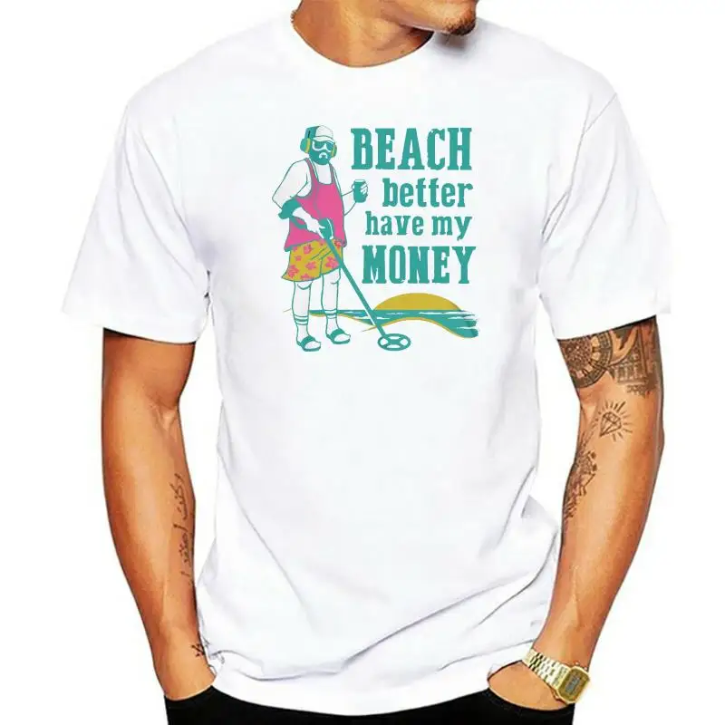 

Пляж, лучше получить мои деньги, Мужская футболка, металлоискатель