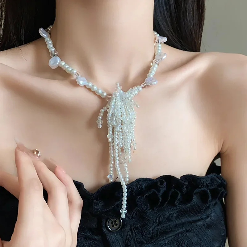 Ожерелья Draweye с жемчугом для женщин нестандартные кисточки винтажные элегантные