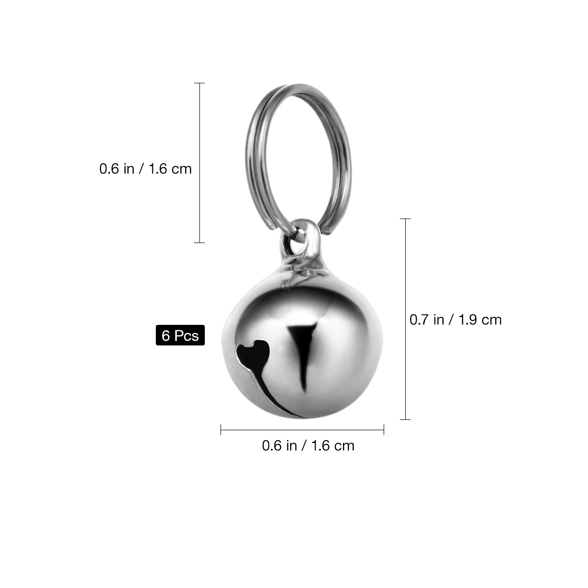 

Колокольчики для ошейника UKCOCO серебристые 6 шт.