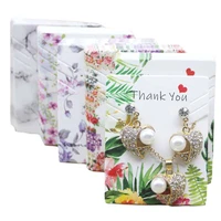 50pcs flower print kraft jewelry cards for necklace earrings packaging cardboard retail display holder 5x6cm paper card lables