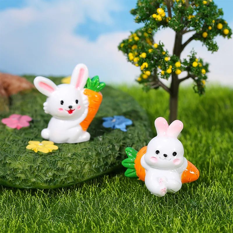 

Micro Landscape Mini White Rabbit Decoration Cute Cartoon Imitation Animal Resin DIY Bonsai Ornaments Desk Decoration