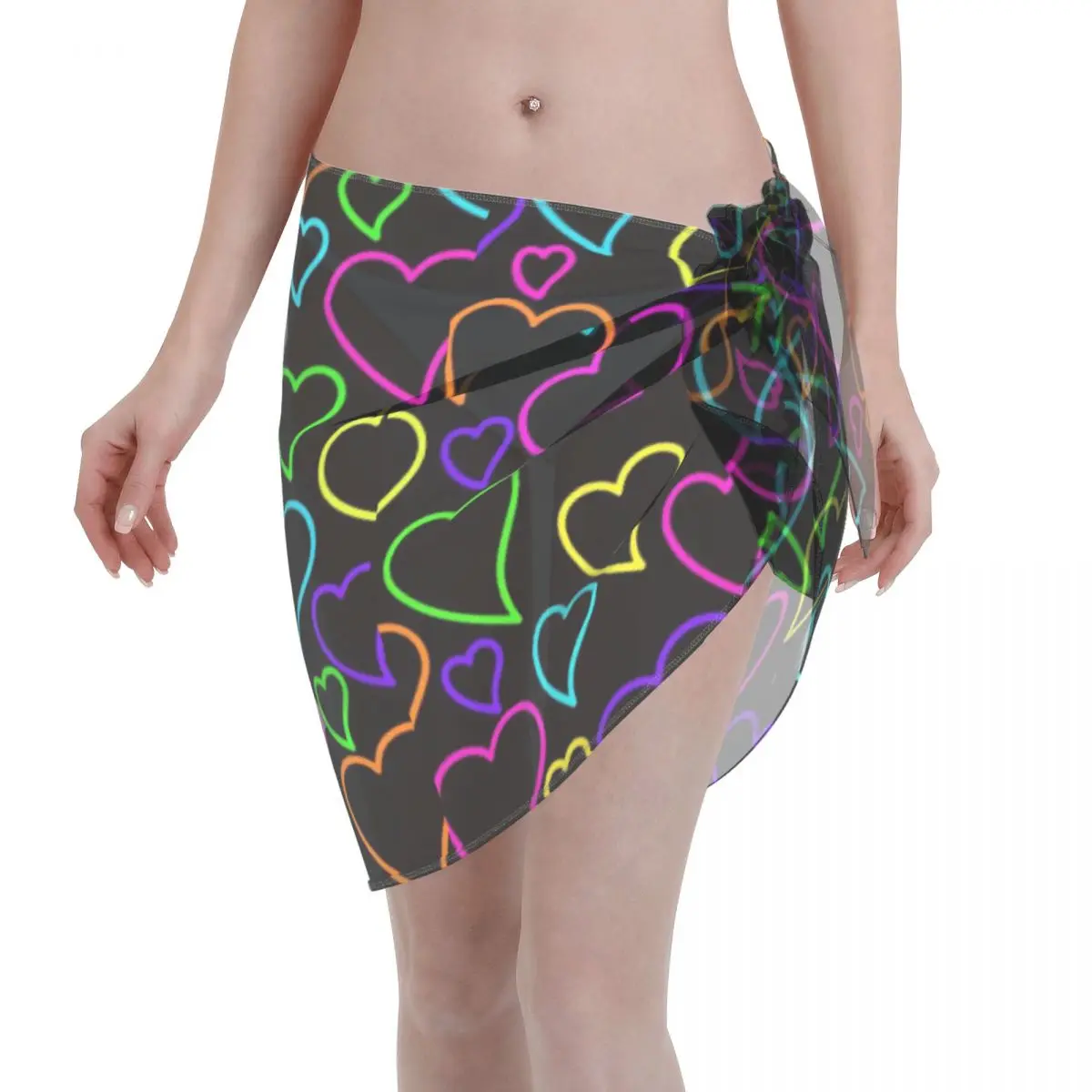 

Heart Women Cover Up Wrap Chiffon Swimwear Pareo Sarong Beach Wear Fashion Love Bikinis Cover Ups Skirt Swimsuits