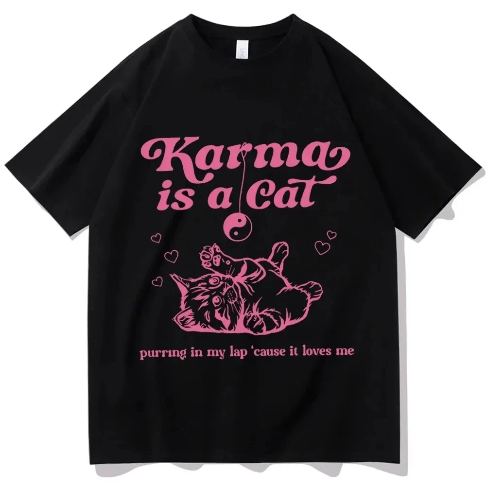Рубашка Karma Is A Cat Taylor Music Мужская футболка Shirt Топы Merch Tour 2025 Swift Рубашки с короткими