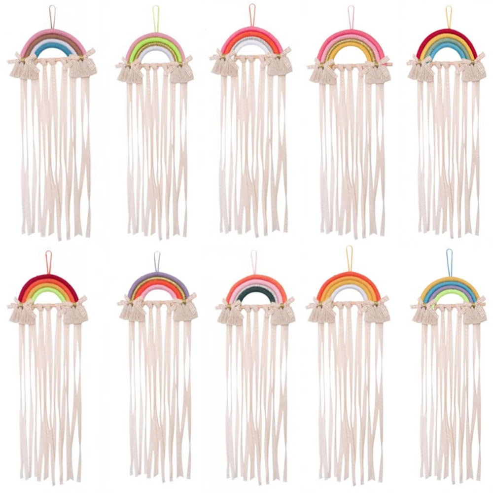 INS Weave Rainbow Baby Hair Clips Accessories Holder Princess Girls Hairpin Hairband Storage Pendant Jewelry Wall Ornaments
