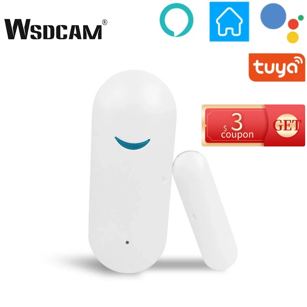 

WSDCAM датчик дверной сигнализации Wifi Tuya умный детектор окна жизни совместим с Alexa Google домашняя охранная сигнализация