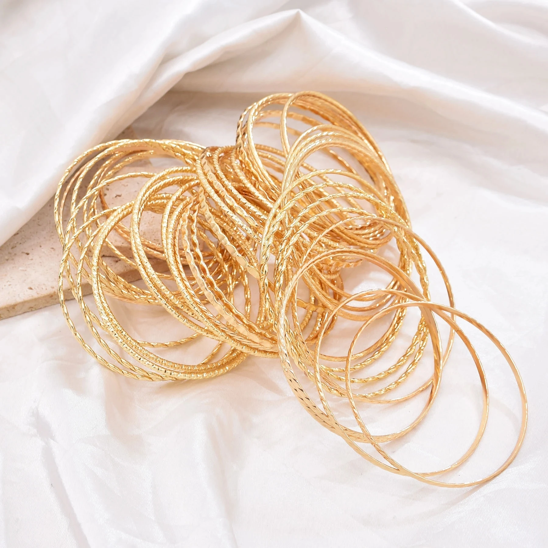 50 шт./комплект женские золотые браслеты