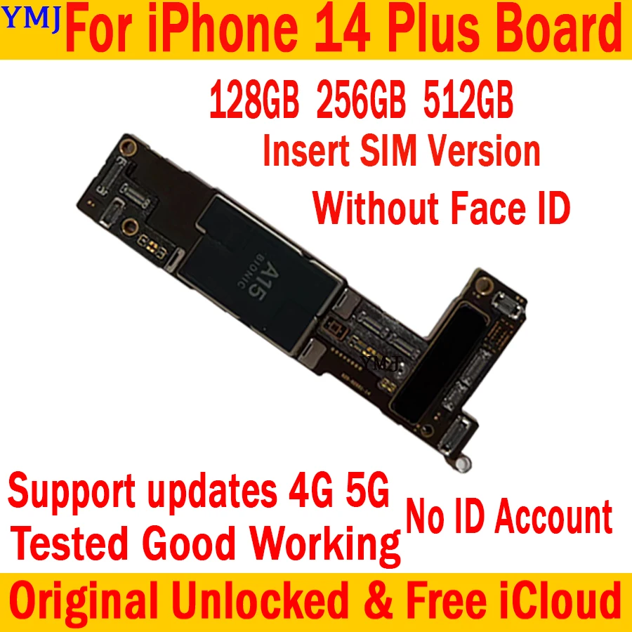 

Mainboard For iPhone 14 Plus Moterboard With/No FACE ID Good Working Plate Original Without ICloud Main Logic Board Tested