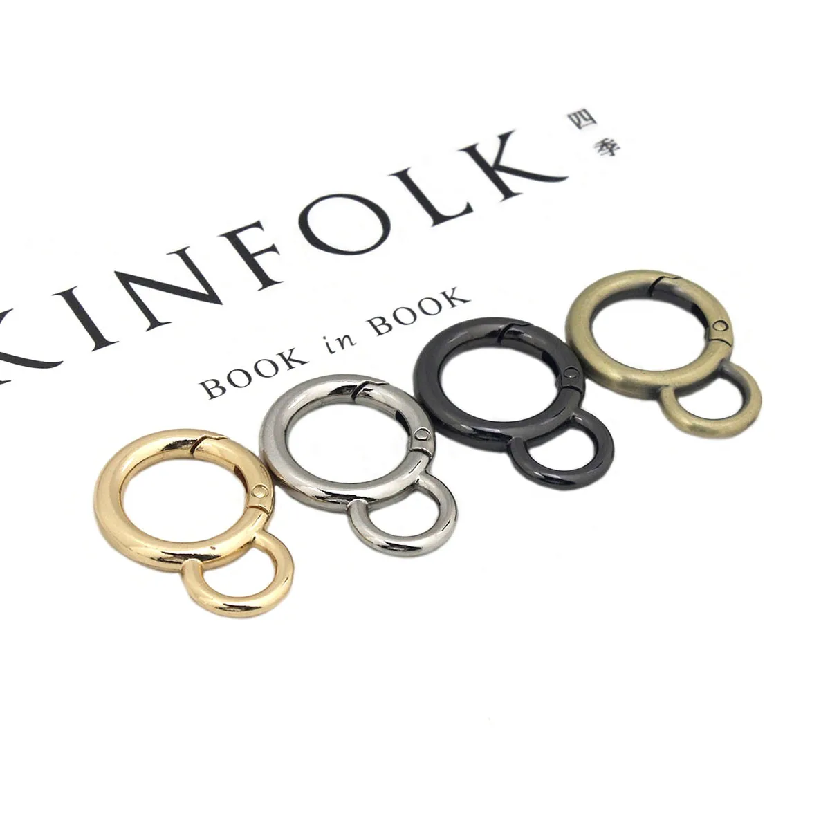 

10pcs Double Circle Snap Hook Spring Gate O Ring Clasp for DIY Leather Craft Bag Strap Belt Connecting Hardware Accessory