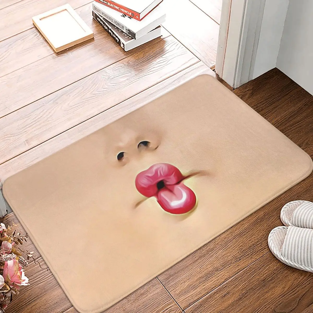 

Fish Lips Anti-Slip Doormat Living Room MatMouth and Tongue Balcony Carpet Welcome Rug Home Decorative