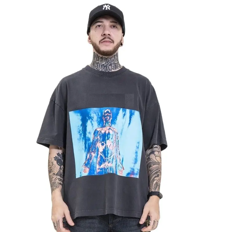 

Мужская Новинка весна-лето 2022 Модная брендовая Ретро футболка с коротким рукавом и принтом рок-группы жареной снежинки в стиле хип-хоп