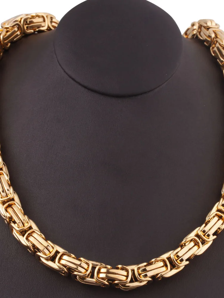 Огромная тяжелая нержавеющая сталь шириной 12 мм 15 византийская цепочка ожерелье