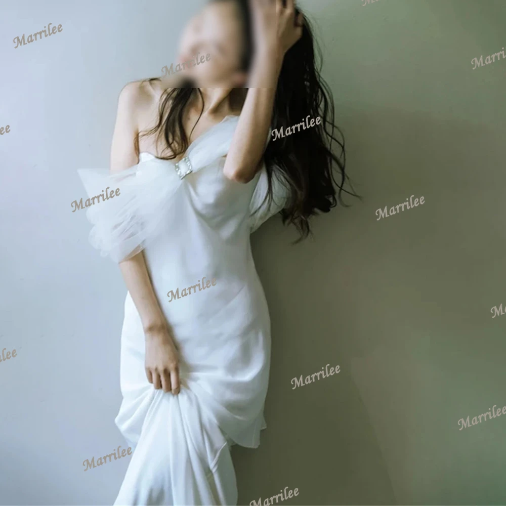 MarrileModest Тюлевое свадебное платье трапециевидной формы для женщин милое с