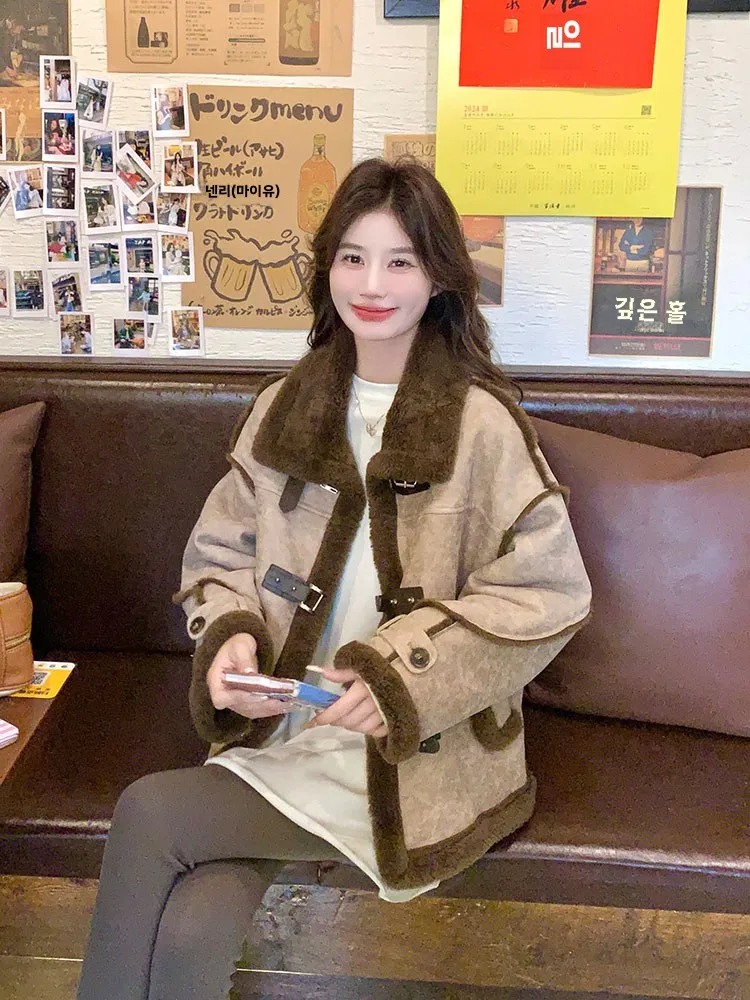 Maillard Лоскутная меховая верхняя одежда из овечьей шерсти новинка 2024 женская