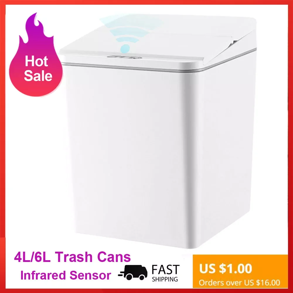 

USB Rechargeable Waste Bins Rubbish Automatic Touchless Smart Intelligent Induction Motion Sensor Home Kitchen Bath Trash Cans