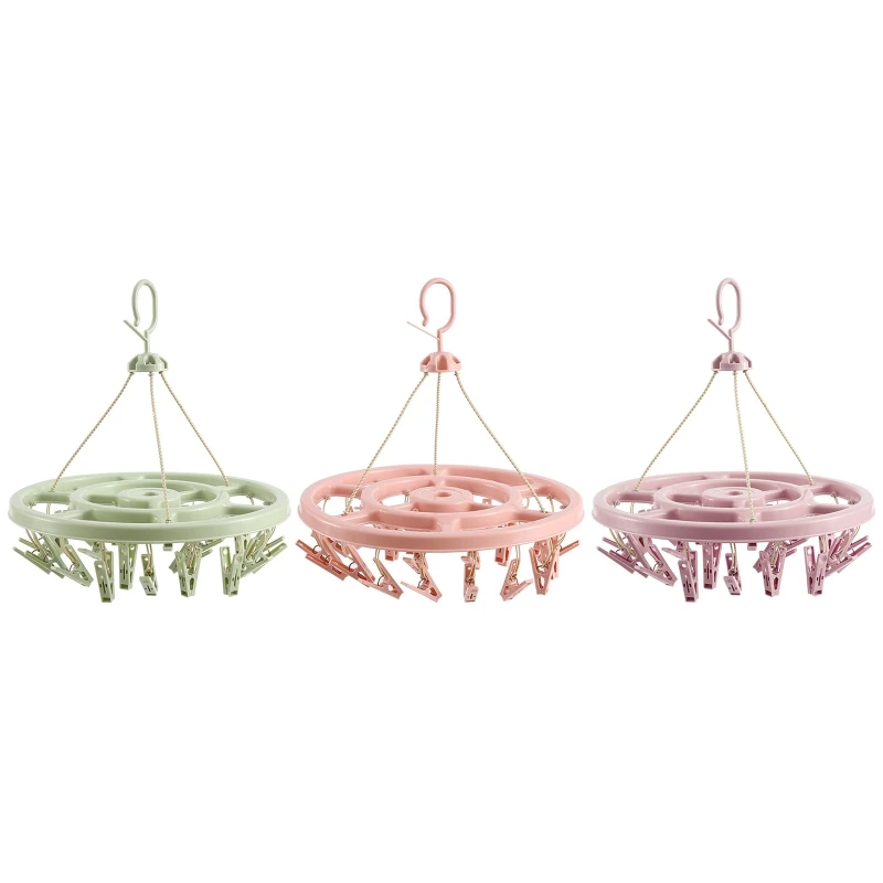 

Folding Clothes Rack 24 Hanger Clips Collapsible Laundry Drying Rack Wet Dry Use for Underwear Towel Socks Tie Scarves