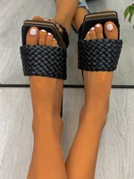 minimalist braided design slide sandals