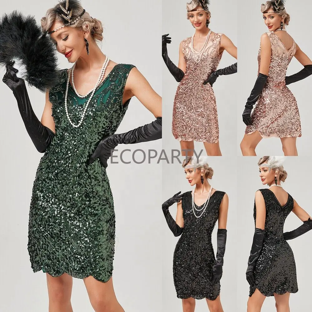 

Plus Size Vintage 1920s Flapper Sequins Great Gatsby Evening Prom Costumes Dress Birthday Dress for Women Vestidos De Fiesta