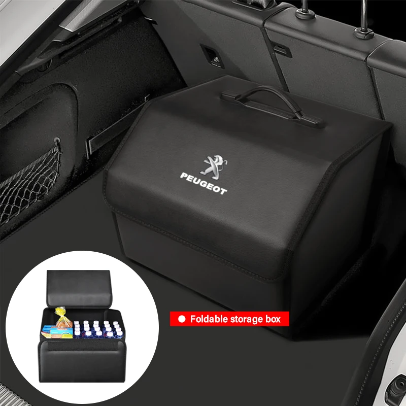 

For Peugeot Car Trunk Waterproof PU Organizer Box Foldable Storage Tidying Bag Accessories 308 307 206 3008 407 406 4008 5008