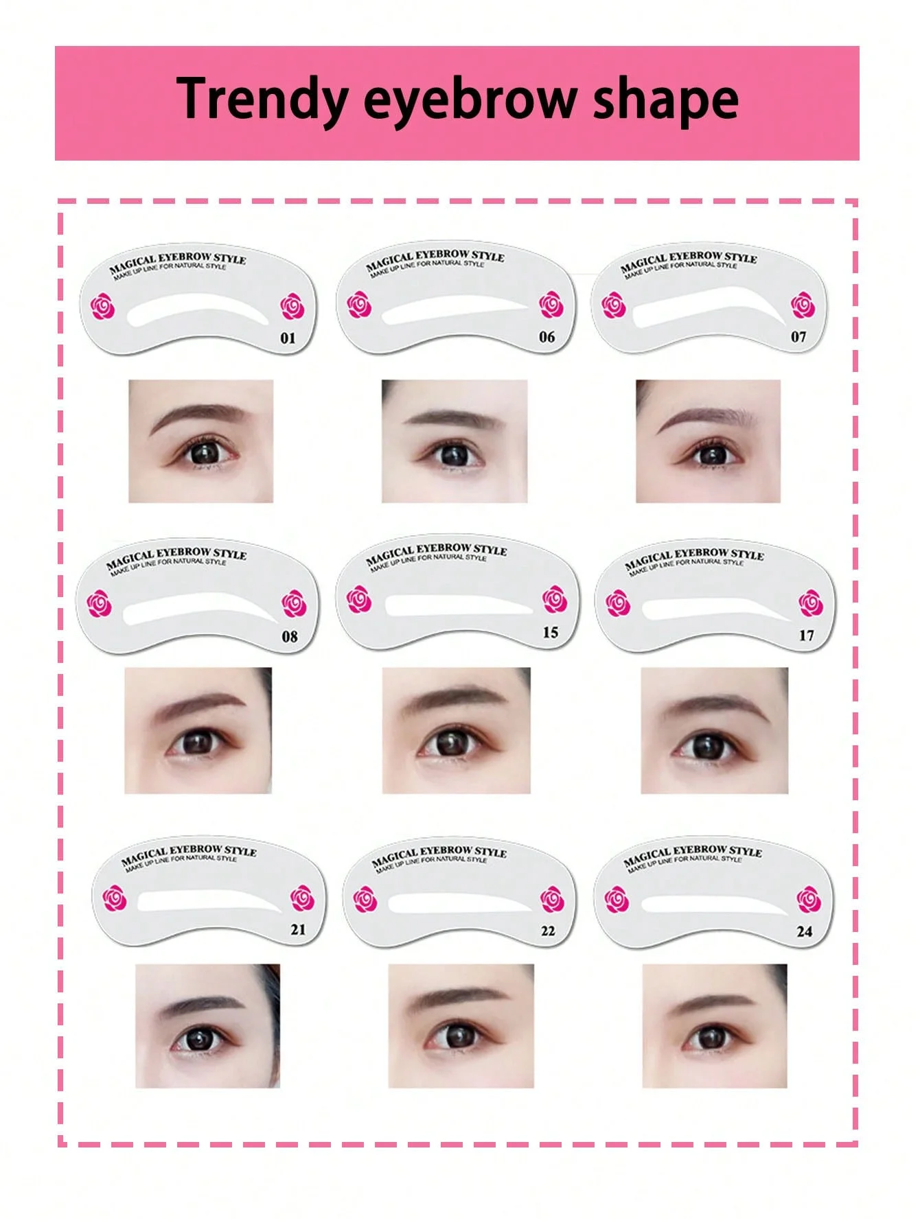 Набор Трафаретов Для Бровей - 24 Многоразовых Тонких И Толстых Шаблонов Бритва