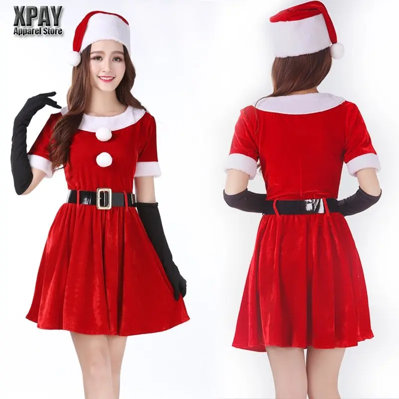 

Женский костюм для рождественской вечеринки, комплект шапки, новогодние костюмы для косплея, наряд