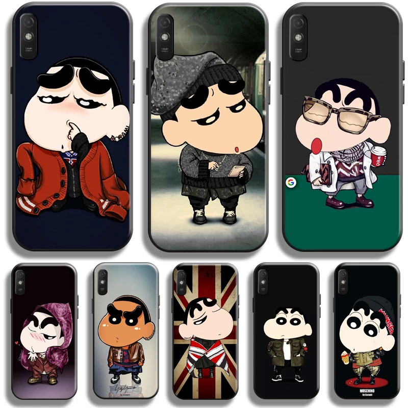 

Cartoon Cute Crayon Shin-chan Case For Xiaomi Redmi 9A 9AT Phone Case For Redmi 9A Liquid Silicon Coque Black Soft TPU Funda