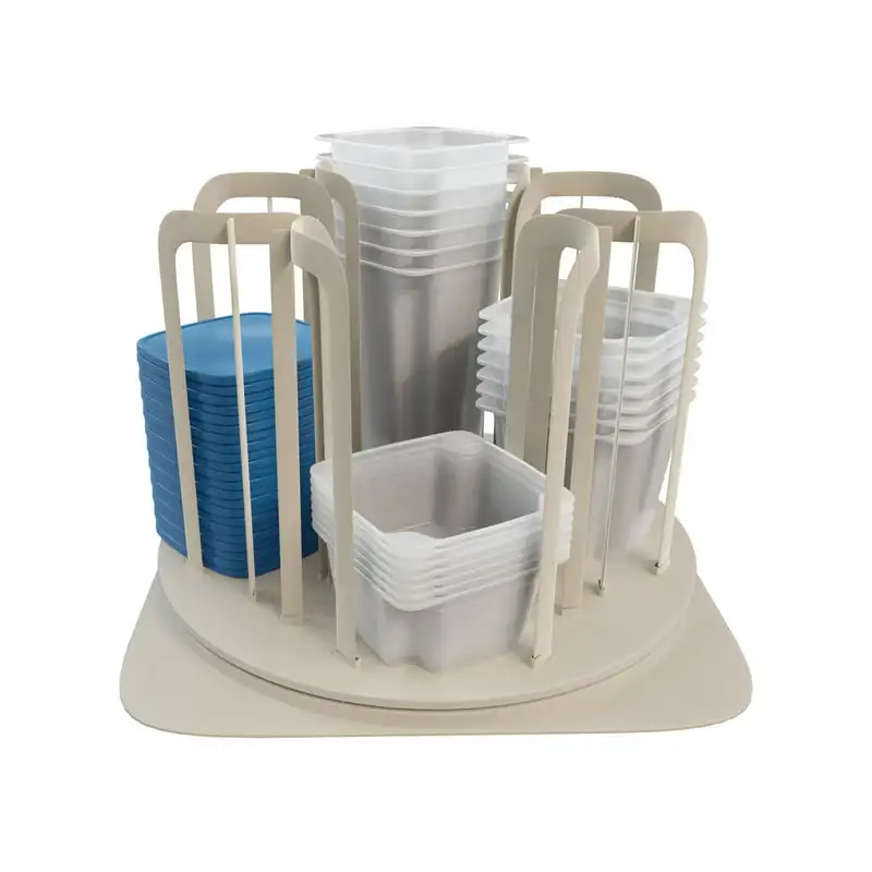 

Container Carousel Organizer Rotating Kitchen Cabinet and Pantry Stackable BPA Free Food Bowl and Lid Rack System