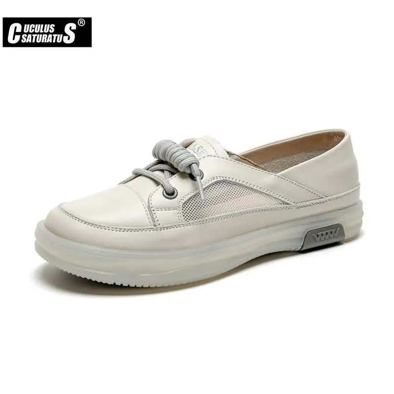 

2022 New Moccasins Women Flats Cow Leather Loafers Casual Sport Shoes For Women New Comfort White Vulcanized Shoes Slip On Flats