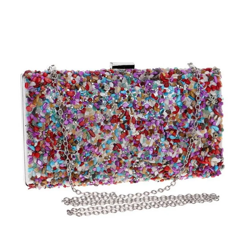 

2023 высококачественные женские разноцветные каменные бусины вечерние сумки роскошные бриллиантовые фотообои Прямая поставка MN864