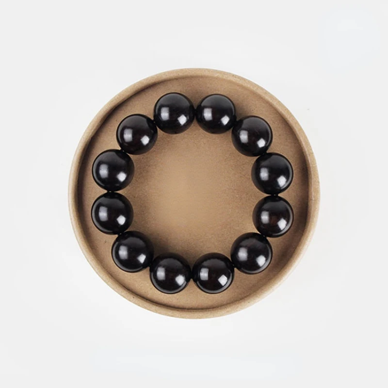 Natural Ebony Buddhist Prayer Beads Bracelet Customized with Purple Sandalwood Beads for Men and Women Meditation