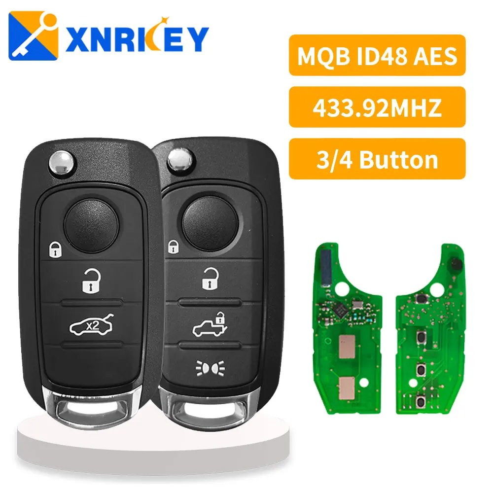 

XNRKEY 3/ 4 Button Smart Card Remote Control Car Key ID48 Aes Chip Flip Key For Fiat Flip cover Car Key