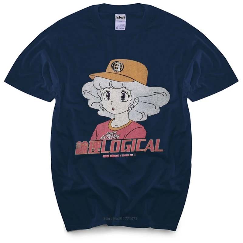 

Летняя мужская черная футболка, Мужская футболка в стиле хип-хоп, уличная одежда, футболка с японской мультяшной девушкой, новая хлопковая ф...