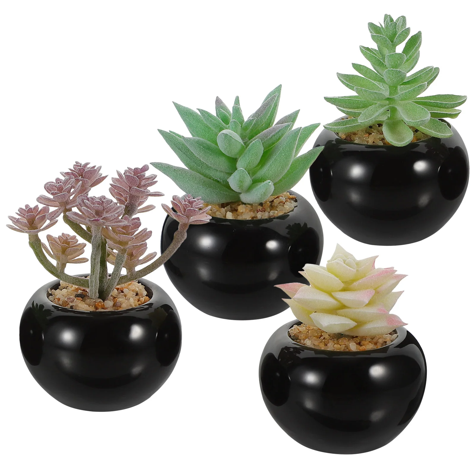 

4 Pcs Small Fake Plants Simulated Bonsai Miniature Decor Potted Succulents Artificial Pots Decorate Desk Landscape