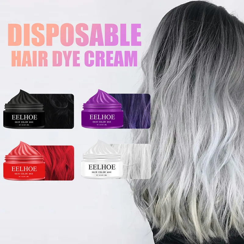  6 Colors Disposable Fast Hair Dye Cream Temporary Hair Color Wax Washable Natural Coloring Hair Wax DIY Styling Pomade 