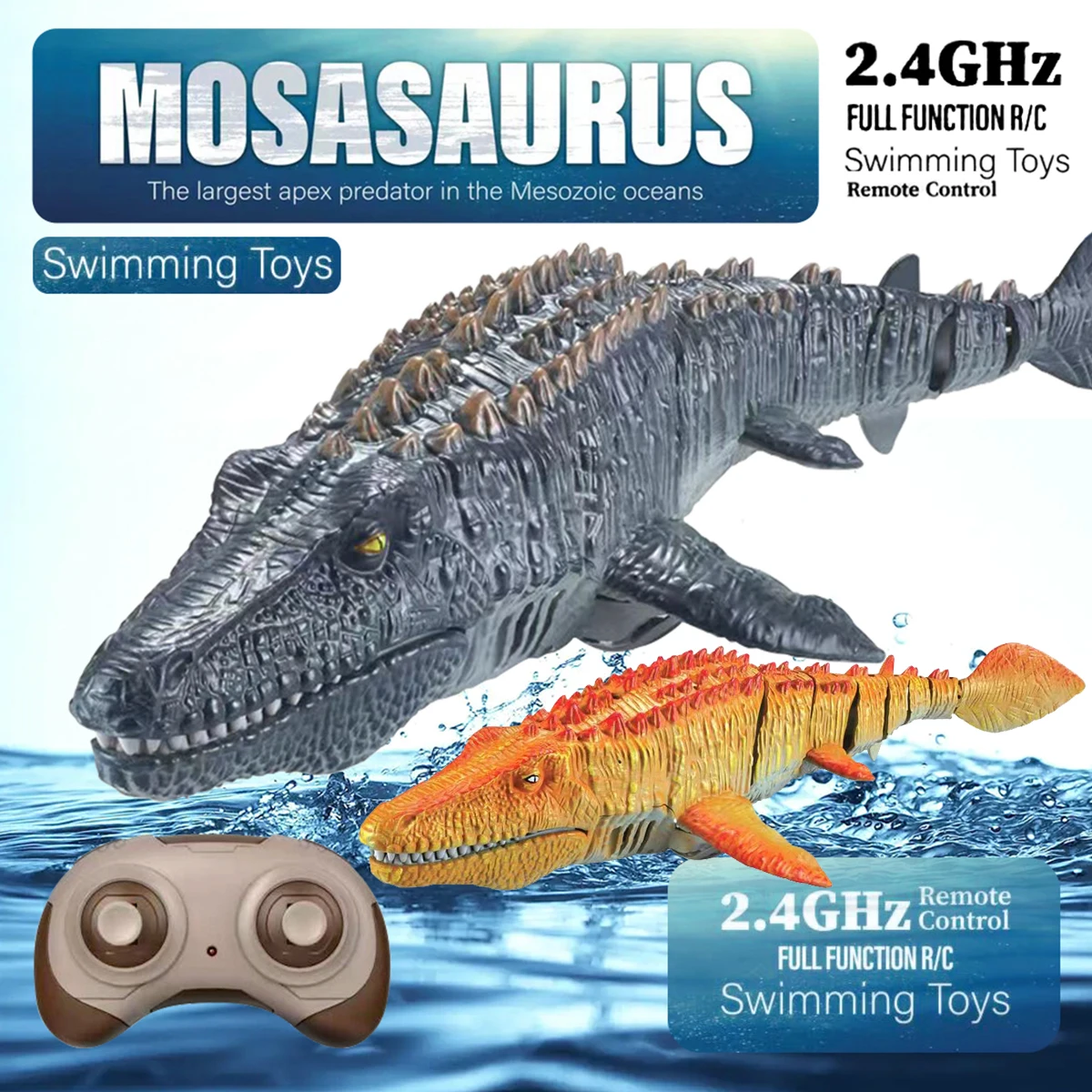

2,4G RC лодка игрушка электрическая имитация мосазавра игрушки с дистанционным управлением животных водонепроницаемые с батареей 500 мАч USB де...