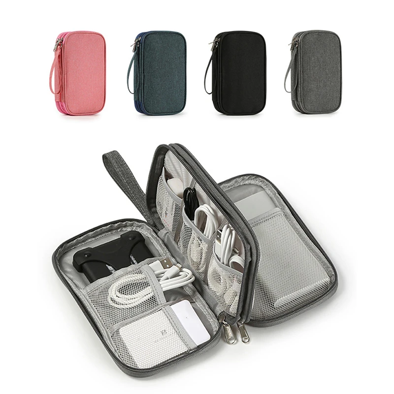 

Data Cable Storage Bags Double Layer Digital USB Hard Disk Protection Bag Portable Earphone Organizer Digital Gadget Carry Case