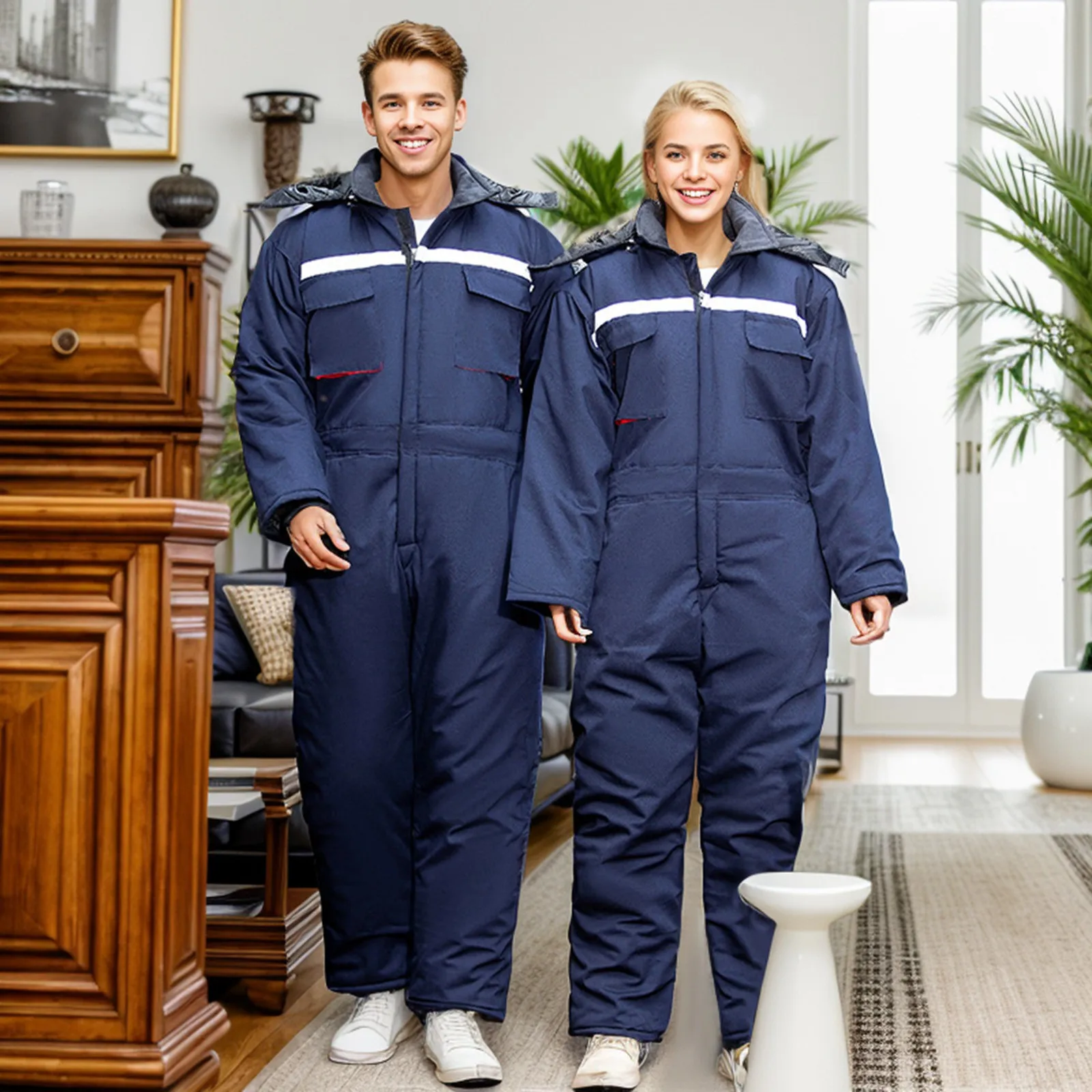 Женский утепленный комбинезон с капюшоном