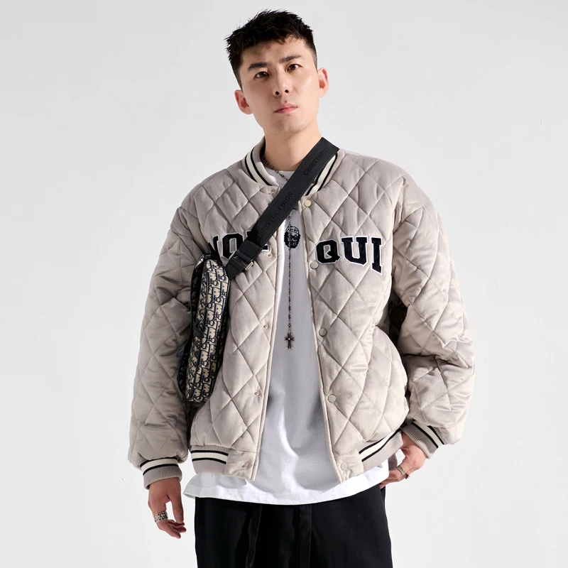 Korean Style Trendy Couple's Clothes Winter Cotton-Padded Coat Male Letter Retro Baseball Cotton-Padded Jacket High Street Thin