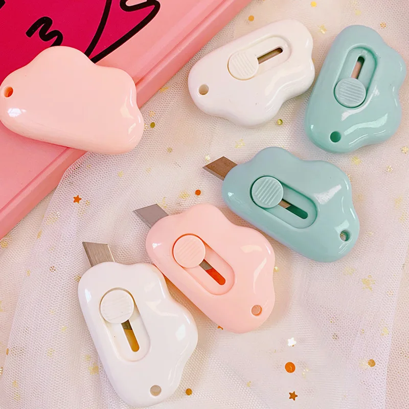 

Express Kawaii Cutter Knife Stationery Art Mini Paper Utility Piece Cloud Craft Refillable Knife Blade Wrapping 1 Box Cute